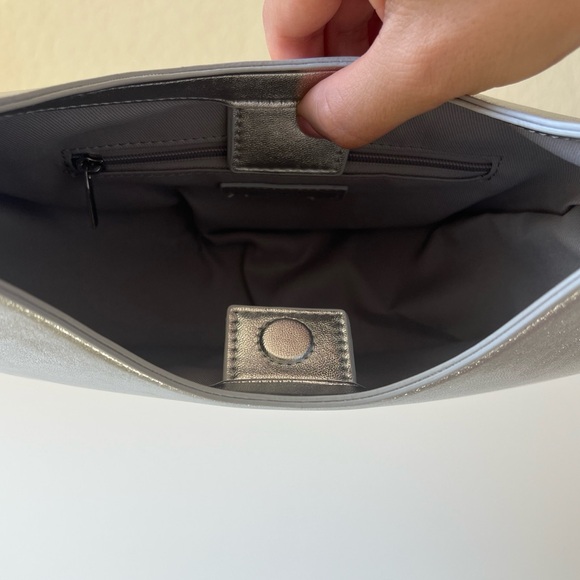LOFT Metallic Crescent Crossbody Bag | Silver | NWT - Picture 7 of 13